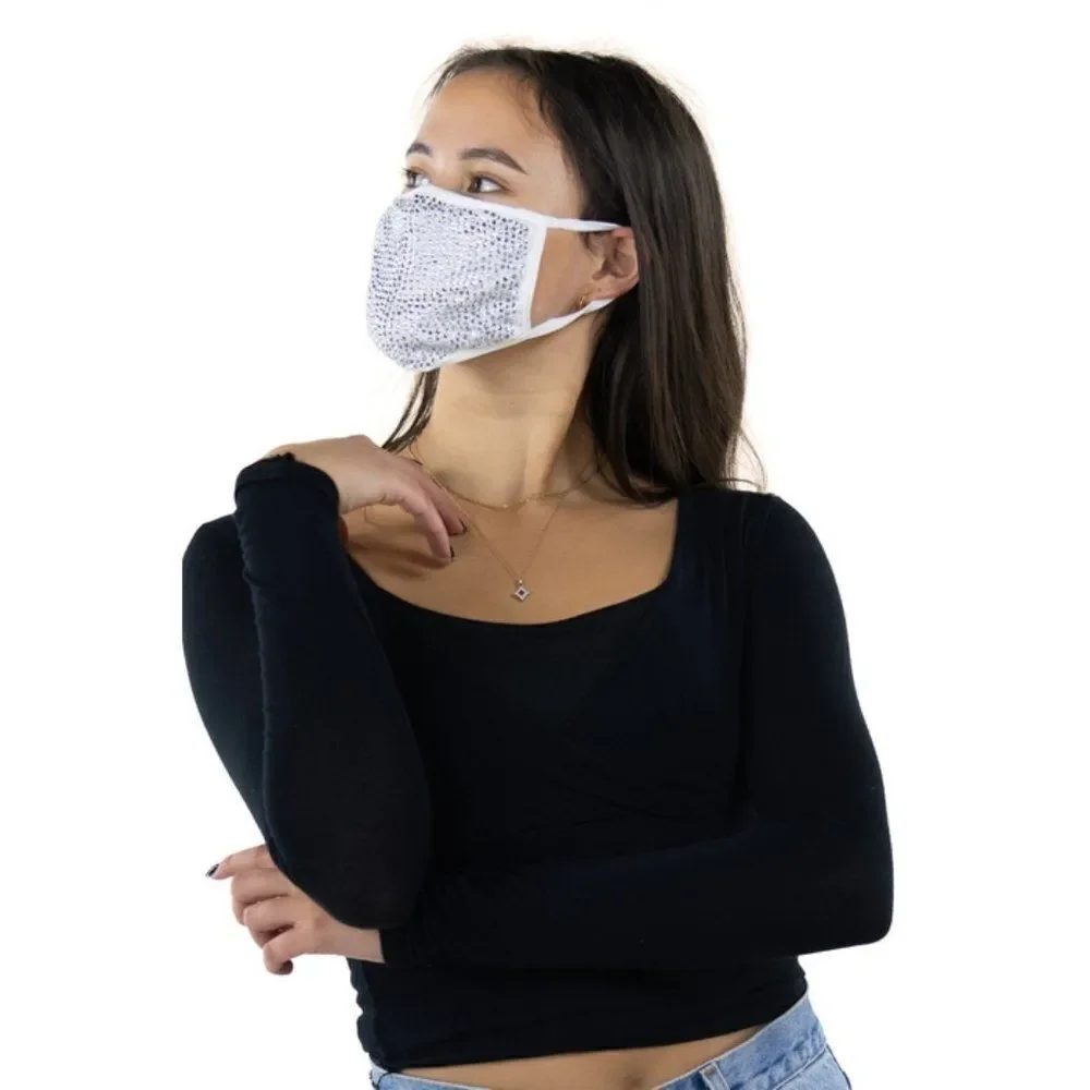 Rhinestone Face Mask In Polyester Material - HOST PICK!!!